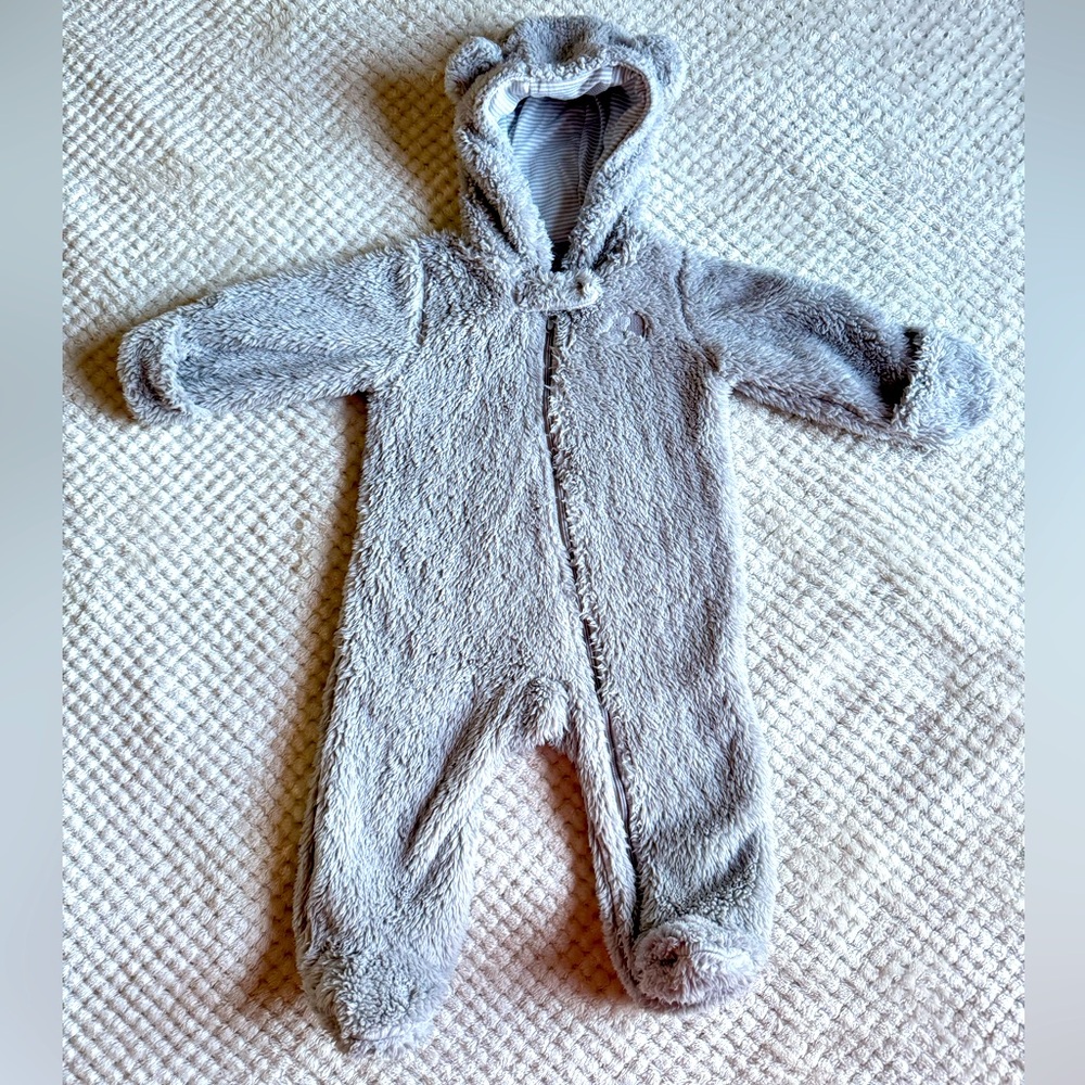 Carter's Elephant Themed Hooded Gray Soft Fleece Onesie | Cold Weather Outfit